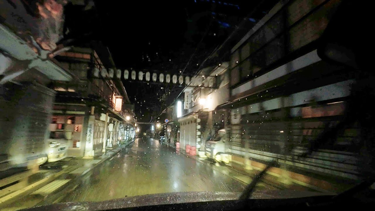 🌧️Japan Night Rain Drive ASMR – Running through a mysterious forest– No Talking, No Music