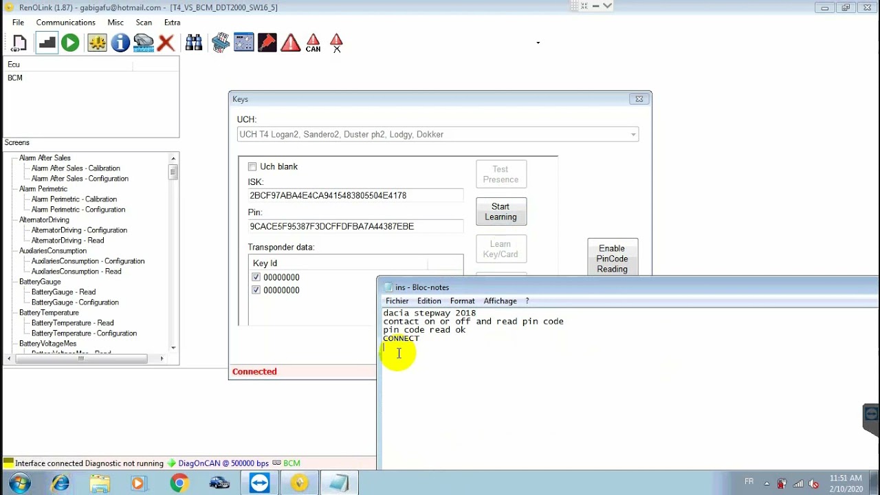 dacia add new key reno link