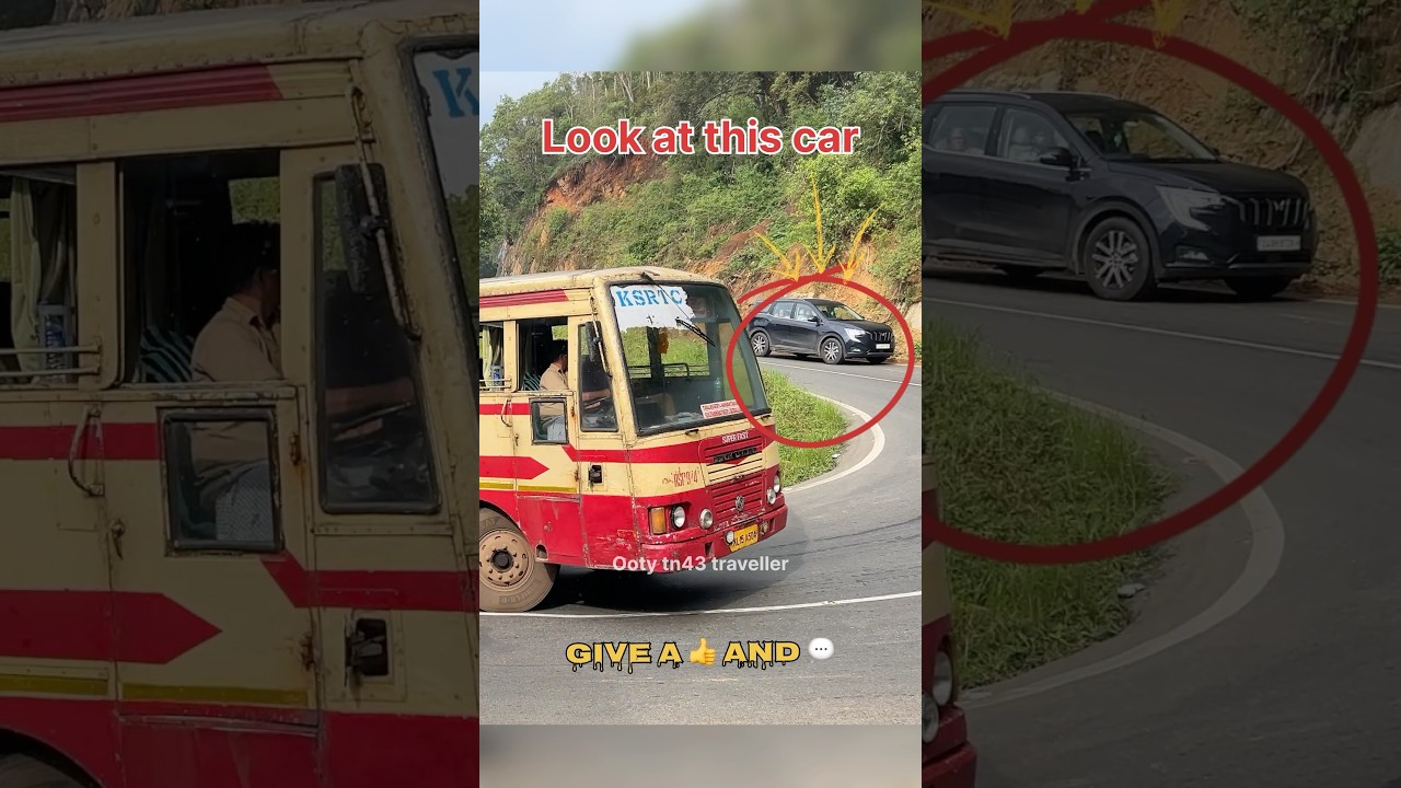KSRTC bus and car guy made a miracle in ghat road king master #buslover