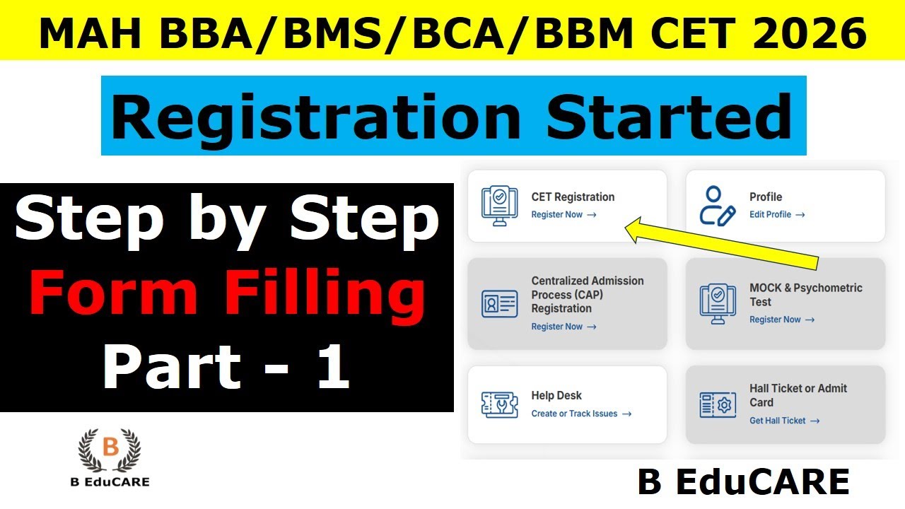 MAH BBA/BMS CET 2026 - Form Filling Video | Step by Step Video | Registration Started - Part 1