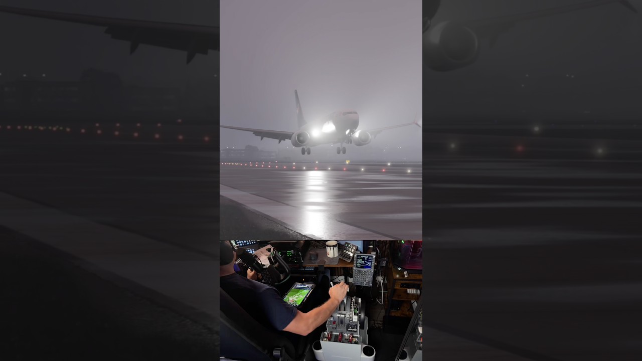 Посадка Boeing 737 в грозу #shorts