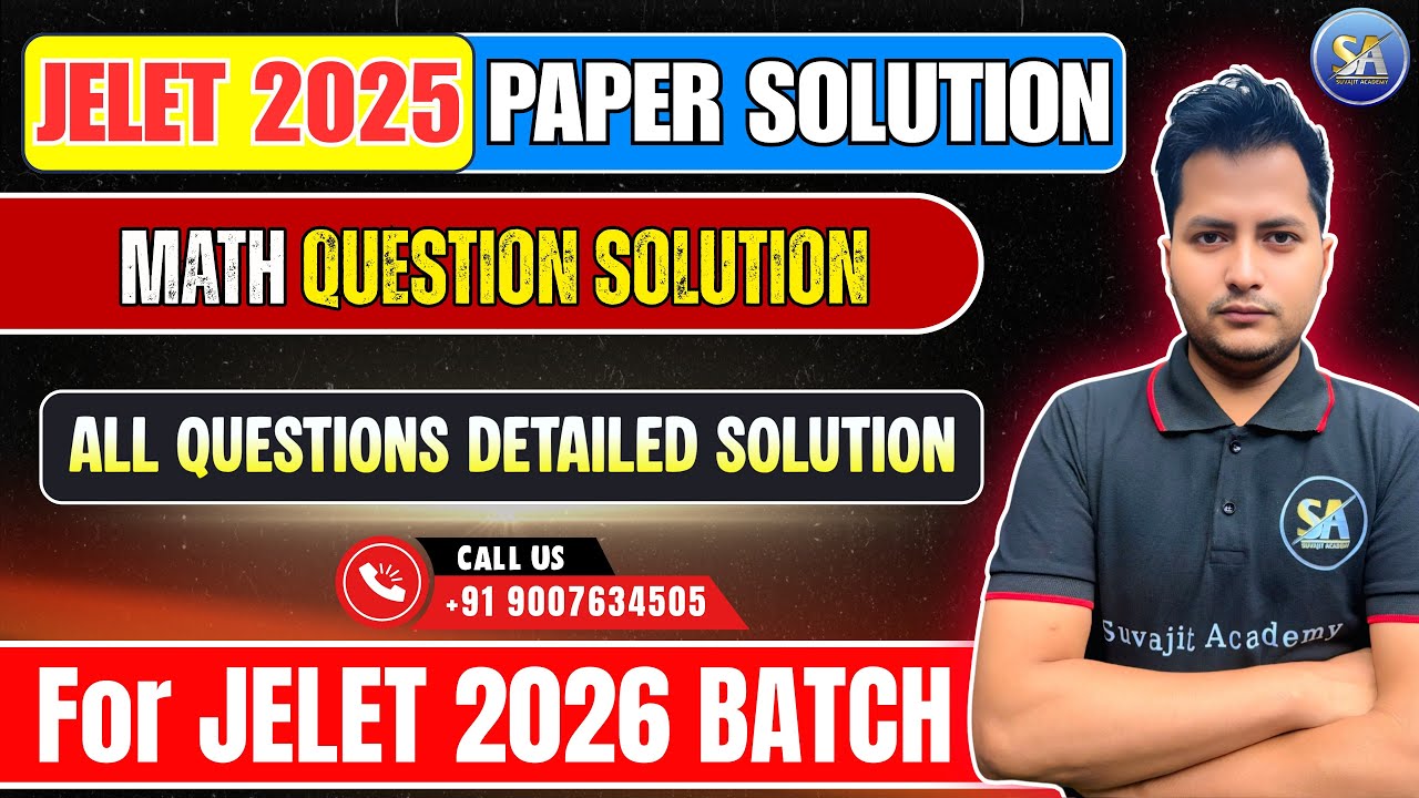 JELET 2025 Exam Math Questions Solution | Jelet 2025 Math Paper Previous Year Question Solution