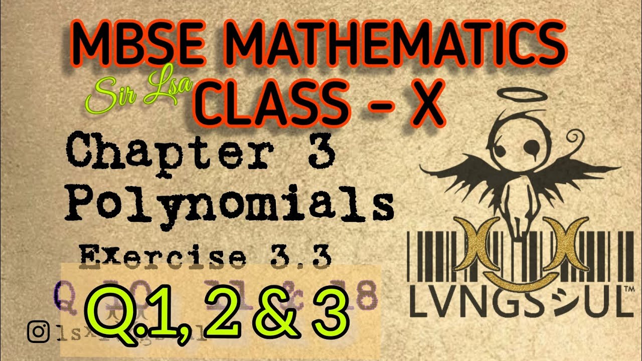 EX: 3.3 Q.1 to Q.3 MBSE MATHEMATICS CL-X |Sir Lsa|