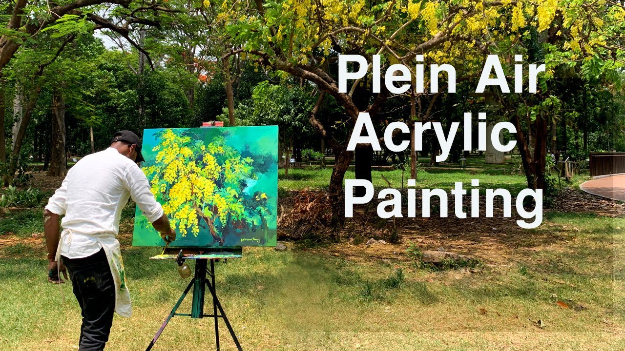 How To Paint Cassia Fistula Flowers & Sonalu | Acrylic Plein Air Painting | Demo by Shahanoor Mamun
