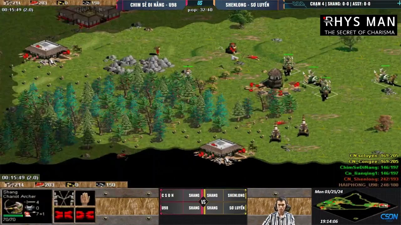 Chim Sẻ Đi Nắng - U98 vs ShenLong - Sơ Luyến | 2v2 Cung R | 25/03/2024 #aoe #chimsedinang