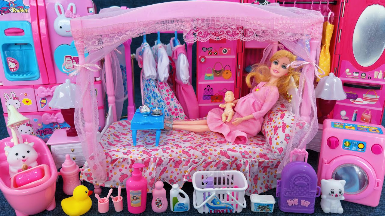 14 Minutes Satisfying with Unboxing Barbie Princess Bed & Wardrobe Dress Up Playset ASMR｜Review Toys