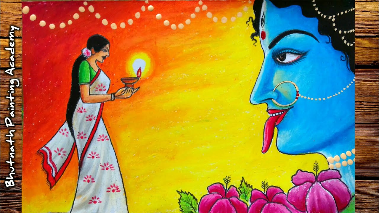 diwali drawing||maa kali painting