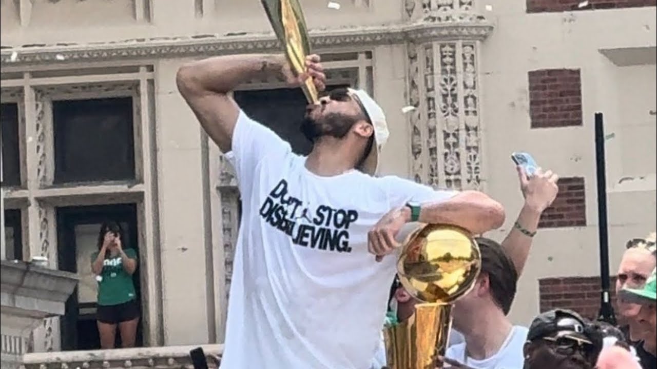 Jayson Tatum Throws Ball to Fans at Celtics Championship Parade