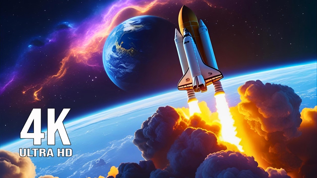 🚀 эмбиент космическая одиссея | 4K HDR путешествие с электронной музыкой и запуском шаттла 🌌