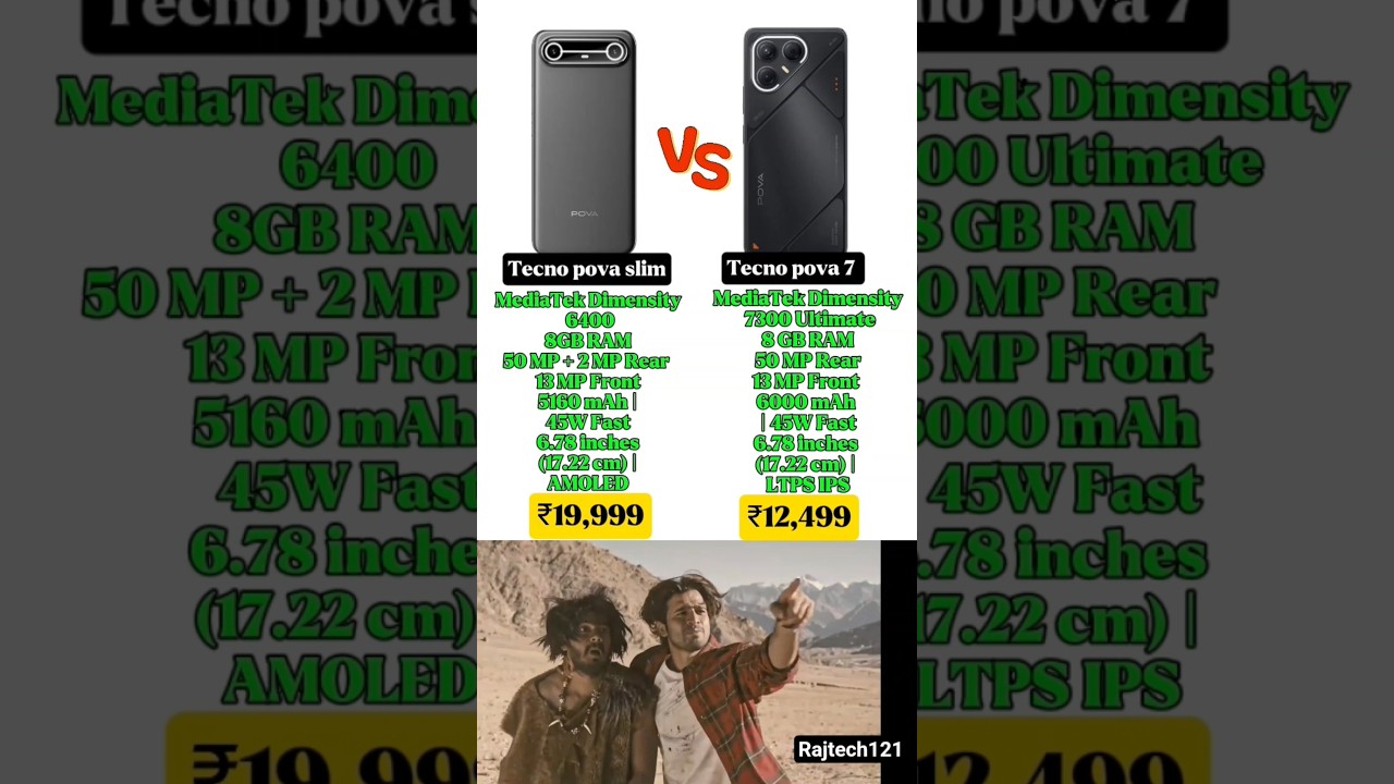 Tecno pova slim vs Tecno pova 7 5G compare #compare #tecno #tecnophone #tecnopova #shorts
