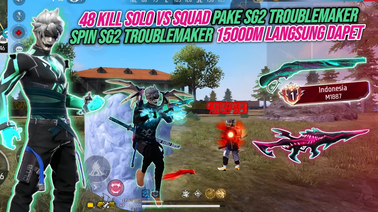 48 KILL SOLO VS SQUAD PAKE SG2 TROUBLEMAKER !!!SPIN SG2 TROUBLEMAKER MODAL 1500DM LAGUSNG DAPET 🔥🔥🔥