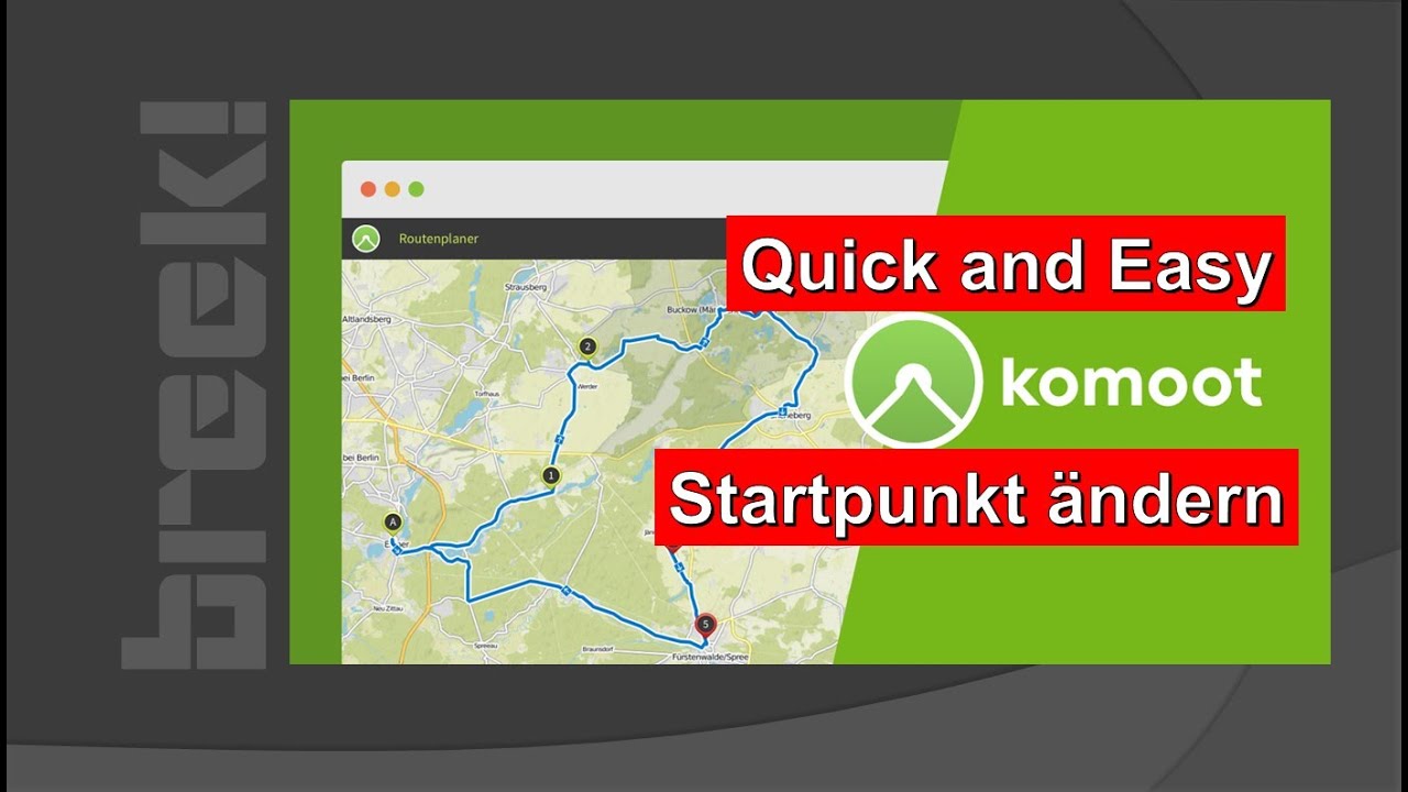 Komoot -Quick and Easy - Startpunkt einer Rundtour &auml;ndern. Tour anpassen.
