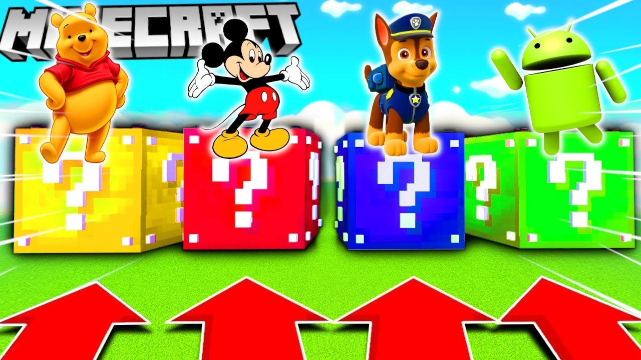 NIE WYBIERZ ZŁEGO LUCKY BLOCK (KUBUŚ PUCHATEK, MYSZKA MIKI, PSI PATROL, ANDROID) MINECRAFT MATRUNER