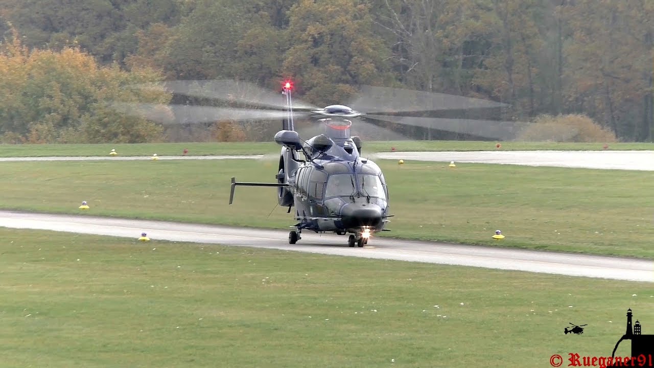 [HD] Police Helicopter EC 155 , normal departure at Airfield EDCG Güttin
