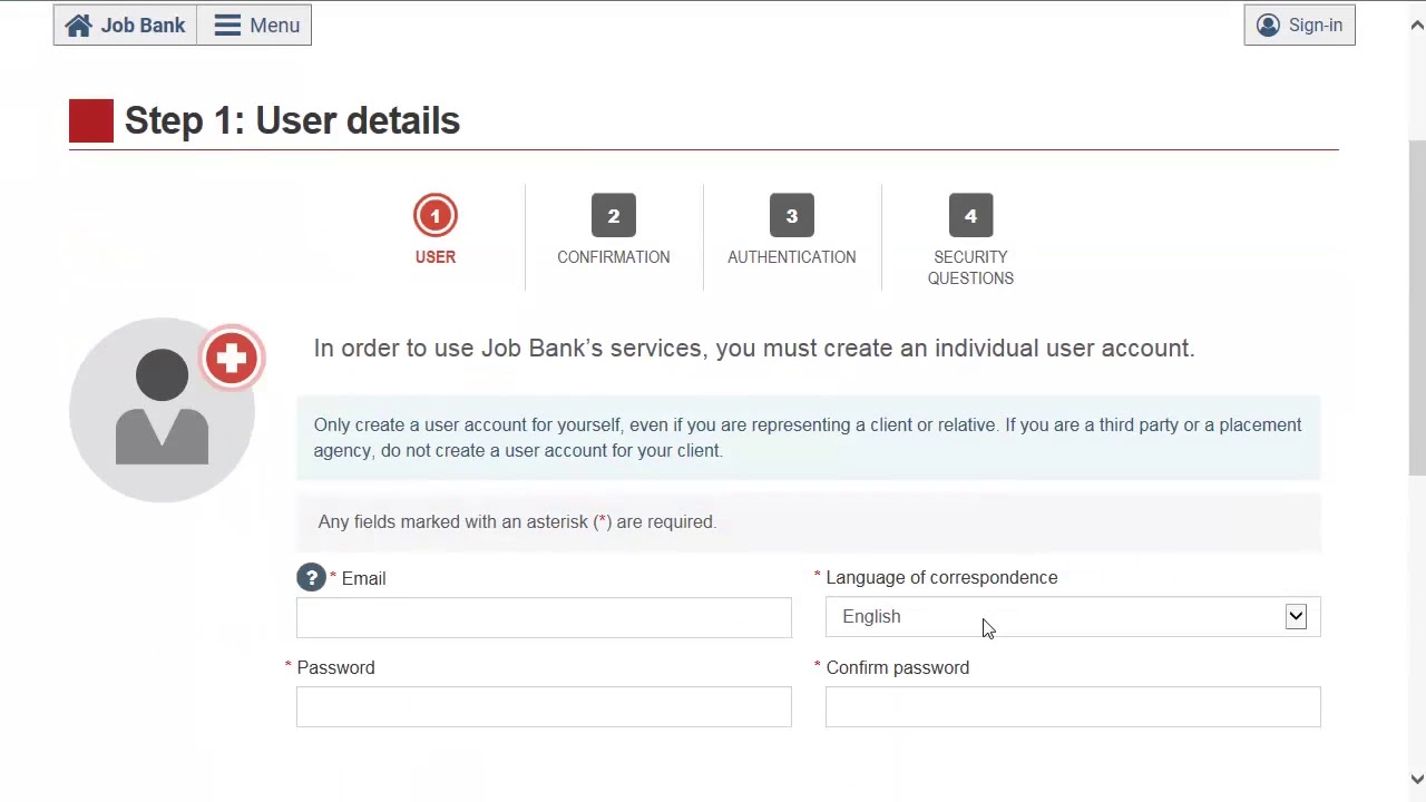 How to Create a User Account | Job Bank