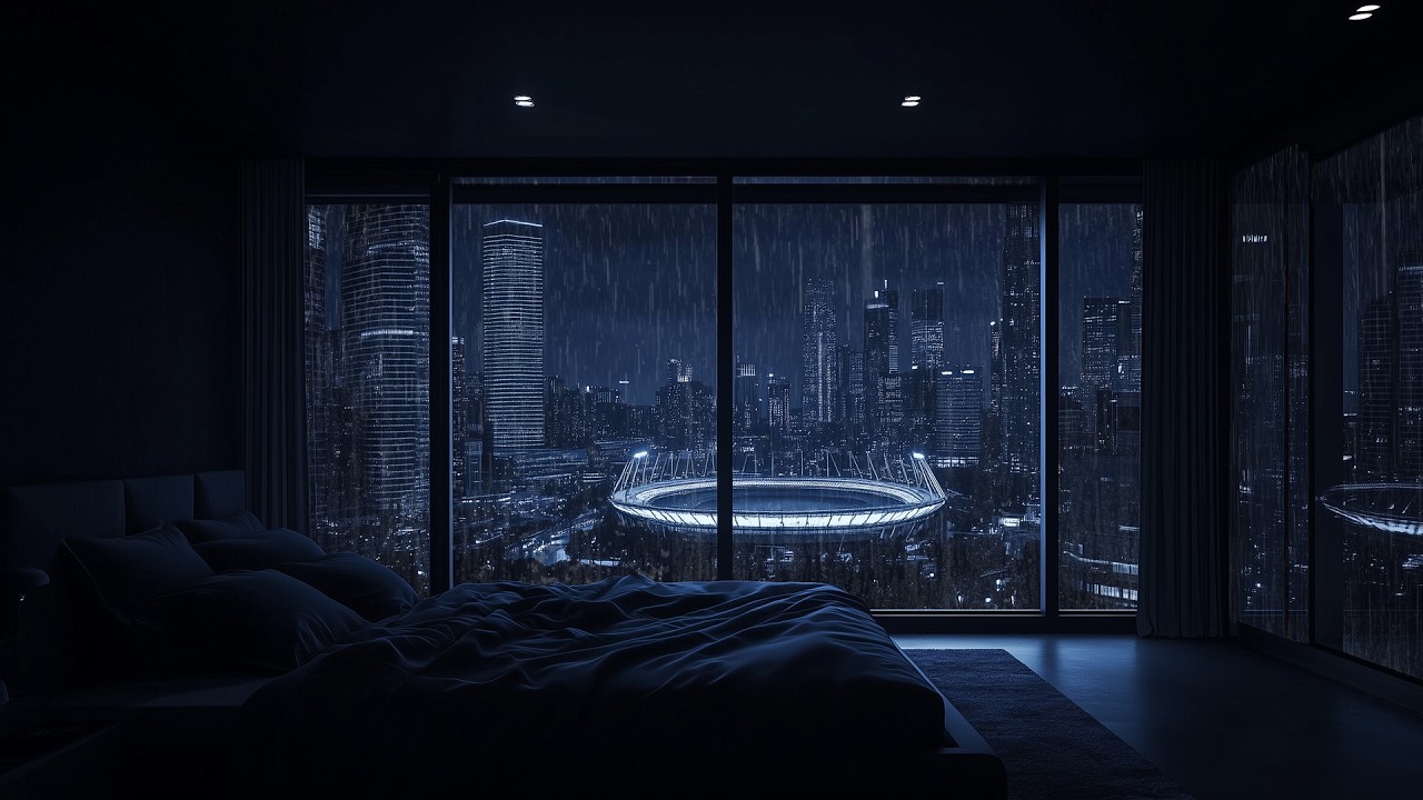Calm Rainfall in Night City for Insomnia, Deep Sleep & Mind Relaxation | No Ads