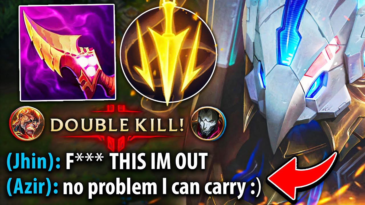 My ADC went AFK to make us lose... so I carried my team 4v5 instead (AZIR CAN DO IT!)