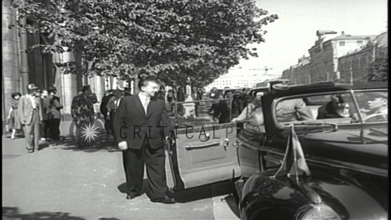 Josip Broz Tito meets Nikita Khrushchev in Moscow, Soviet Union HD Stock Footage