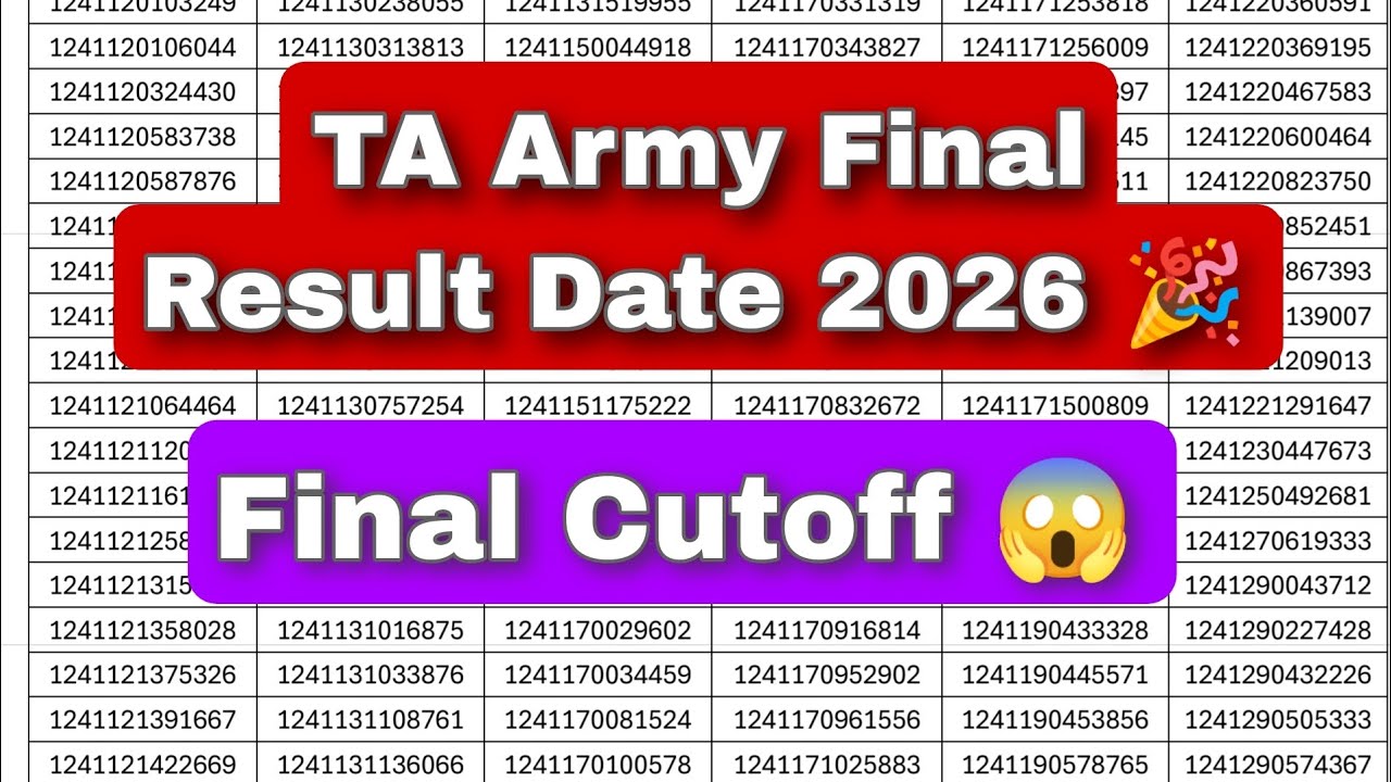 TA Army Final Cutoff 2026 | TA Army Final Result Date 2026 🎉