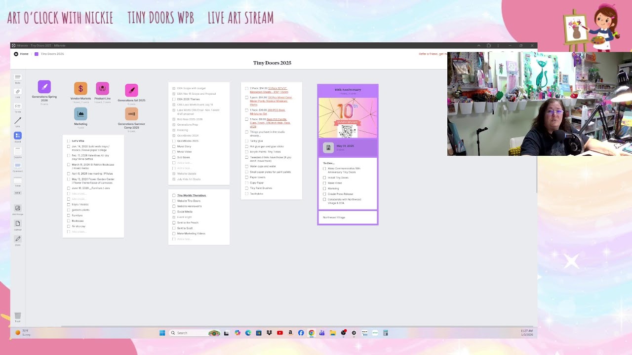 2026 Episode 3 Daily Live Vlog: Planning / Milanote | Art O'Clock With Nickie from Tiny Doors WPB
