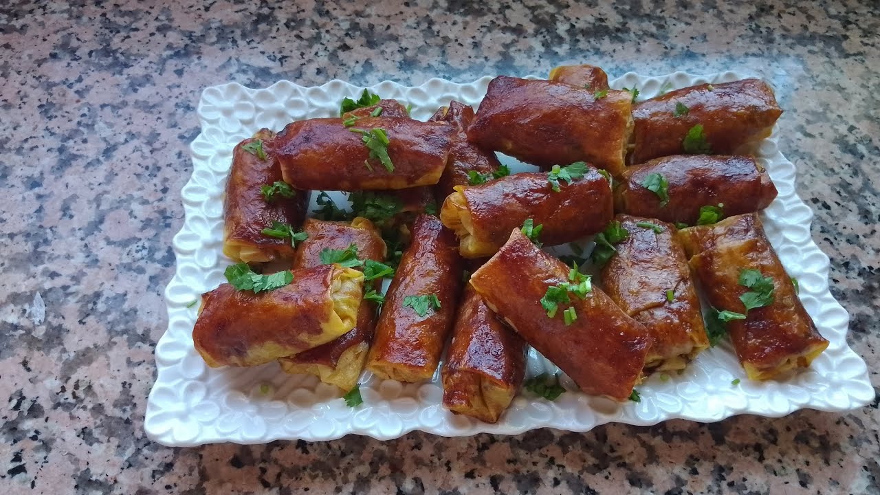 سيكار بالكفتة والشعرية الصينية بحشوة لذيذة 😋مقرمش ضروري تجربوها👌👌