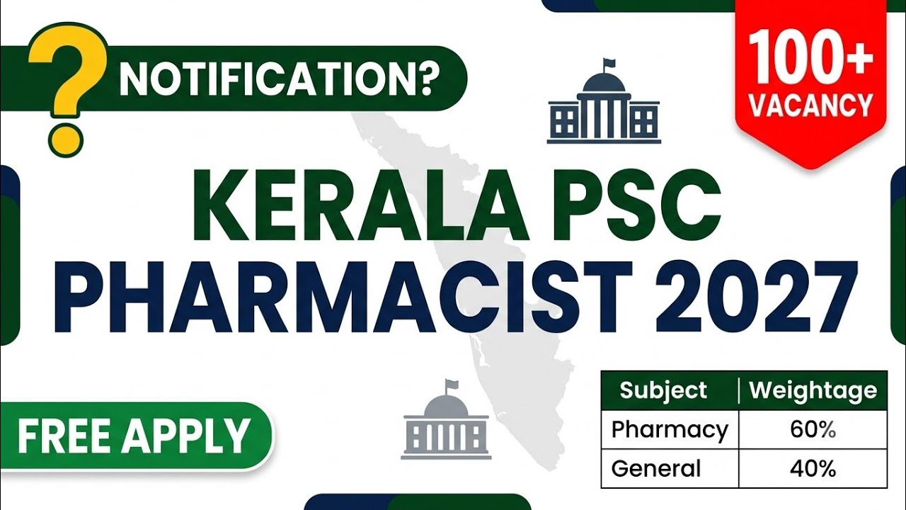 Kerala PSC Pharmacist Grade II Recruitment 2027 | 100+ Expected Vacancies | Complete Eligibility