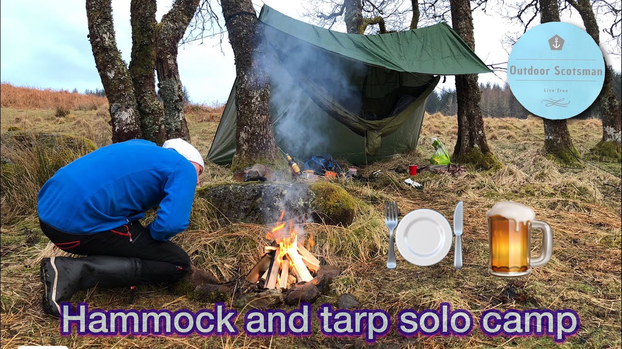 Hammock and tarp overnight camp at beautiful Loch Awe