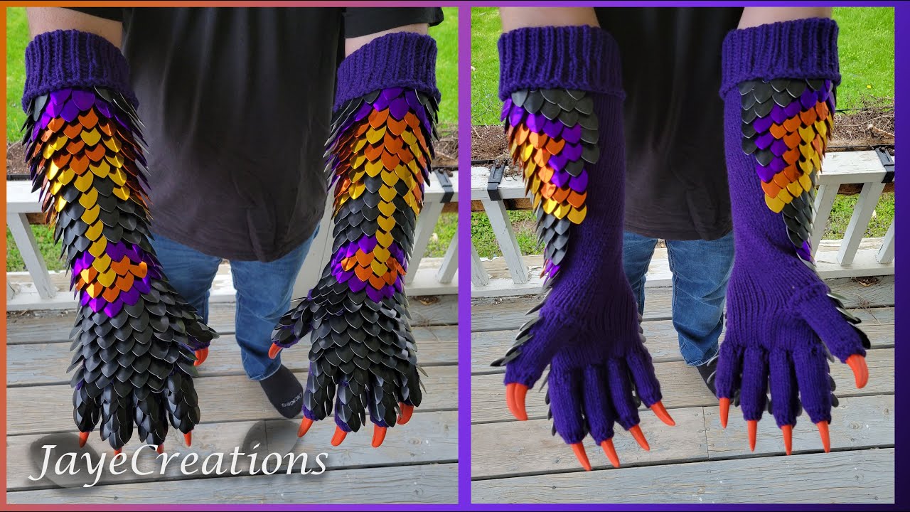 Large Premium Purple, Orange, and Gold Design on Amethyst Gauntlets - JayeCreations - Old Stock