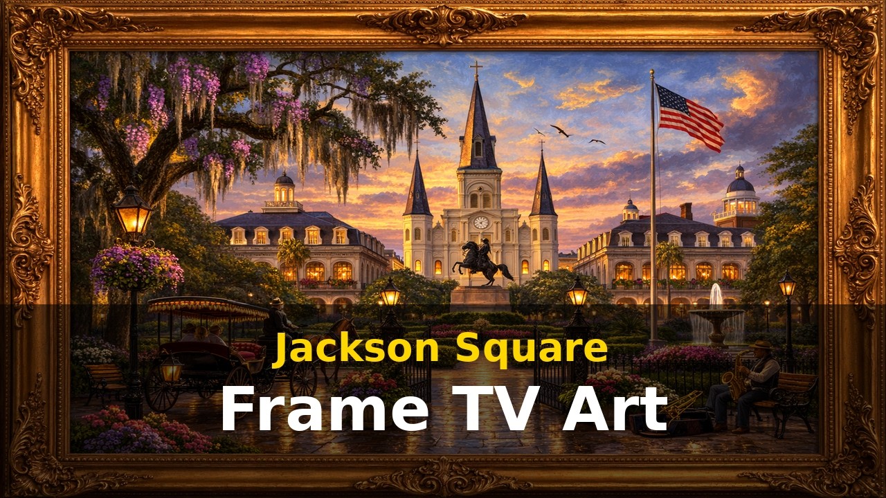 Jackson Square New Orleans Frame TV Art | Elegant 4K Wall Display | 2 Hours