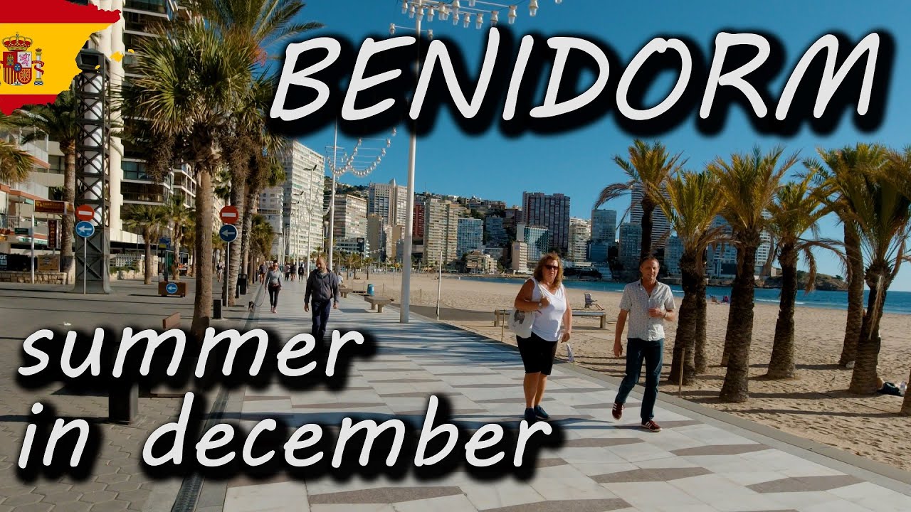 Benidorm, Spain | SUMMER  in December | 4K Walk | Levante beach | 2021