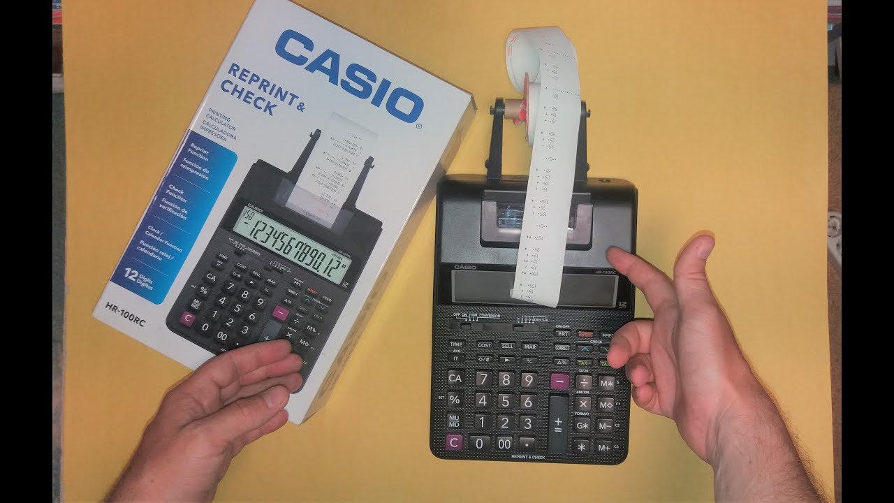 Калькулятор Casio HR100-rc 2019 / Итого и общий итог / Адаптер / Бумага
