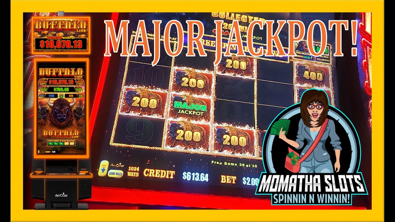 Momatha Slots - Buffalo Link  Major Jackpot $$$ Huge Win Casino Buffalo Link Slot Machine Video
