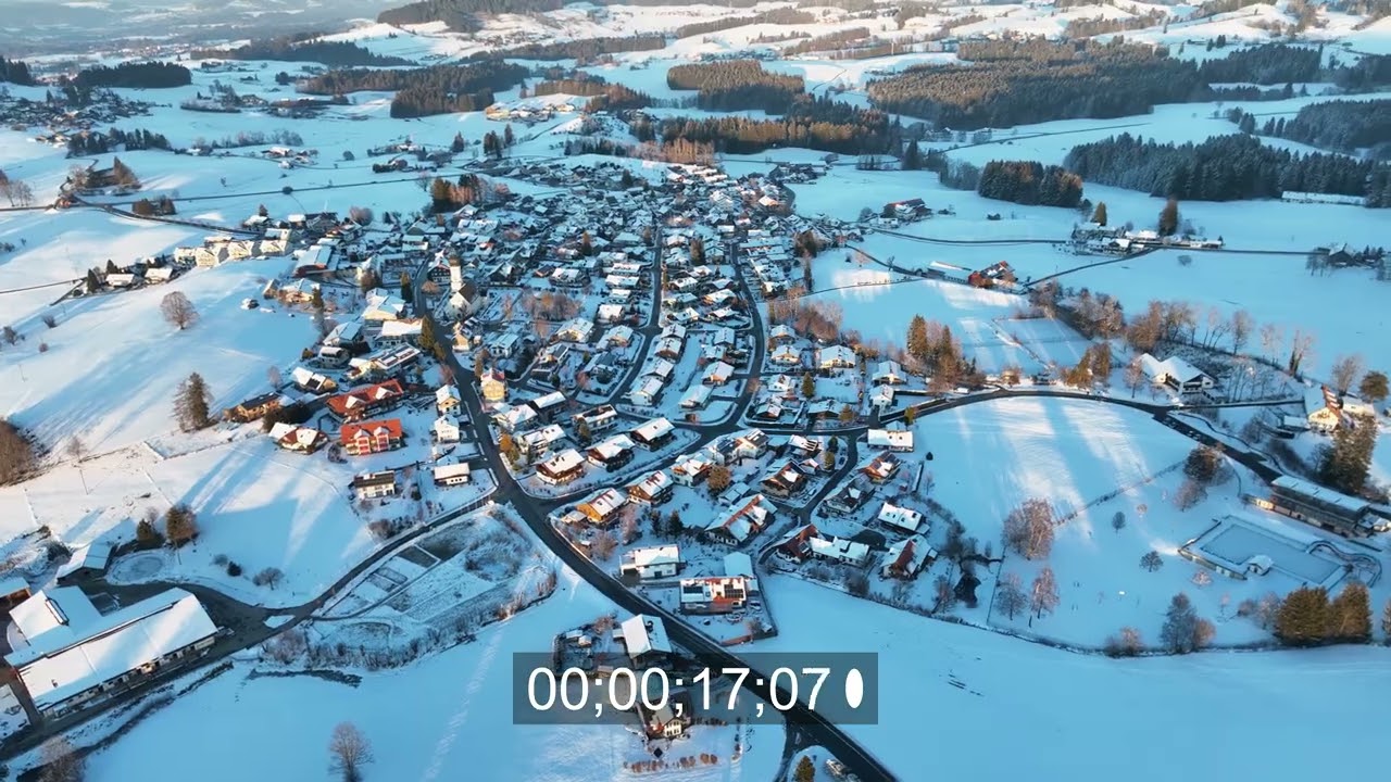 Wintry snowy village in Oberreute in the state Bavaria, Germany