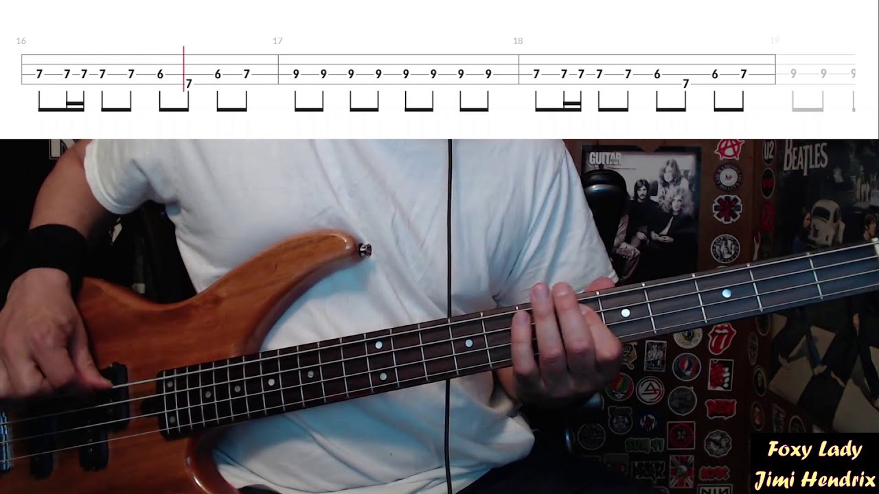 Foxy Lady by Jimi Hendrix - Bass Cover with Tabs Play-Along