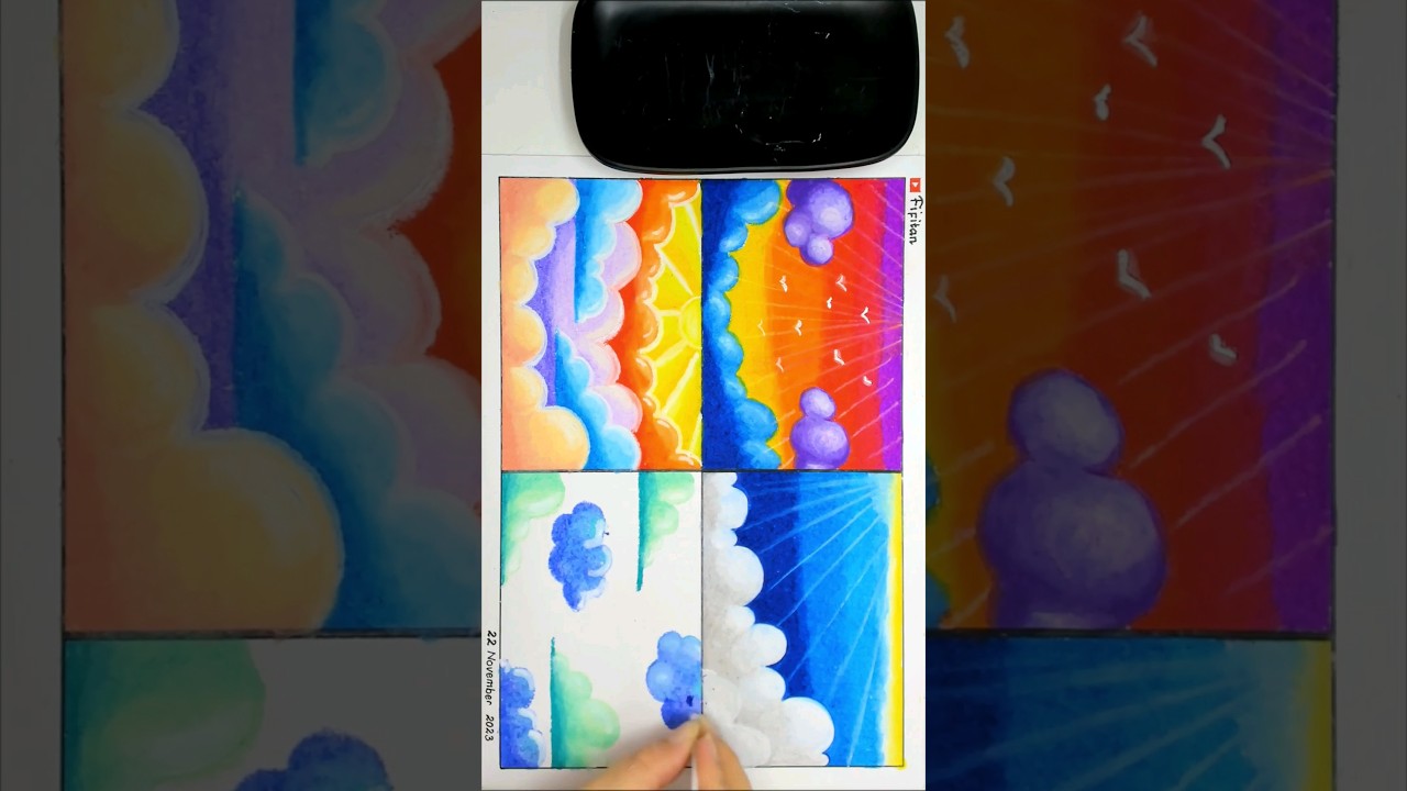 Tutorial Menggambar Mudah Tema Gradasi awan / Langit ( ep 486 ) #drawingbyfifitan #dhepastelcolor