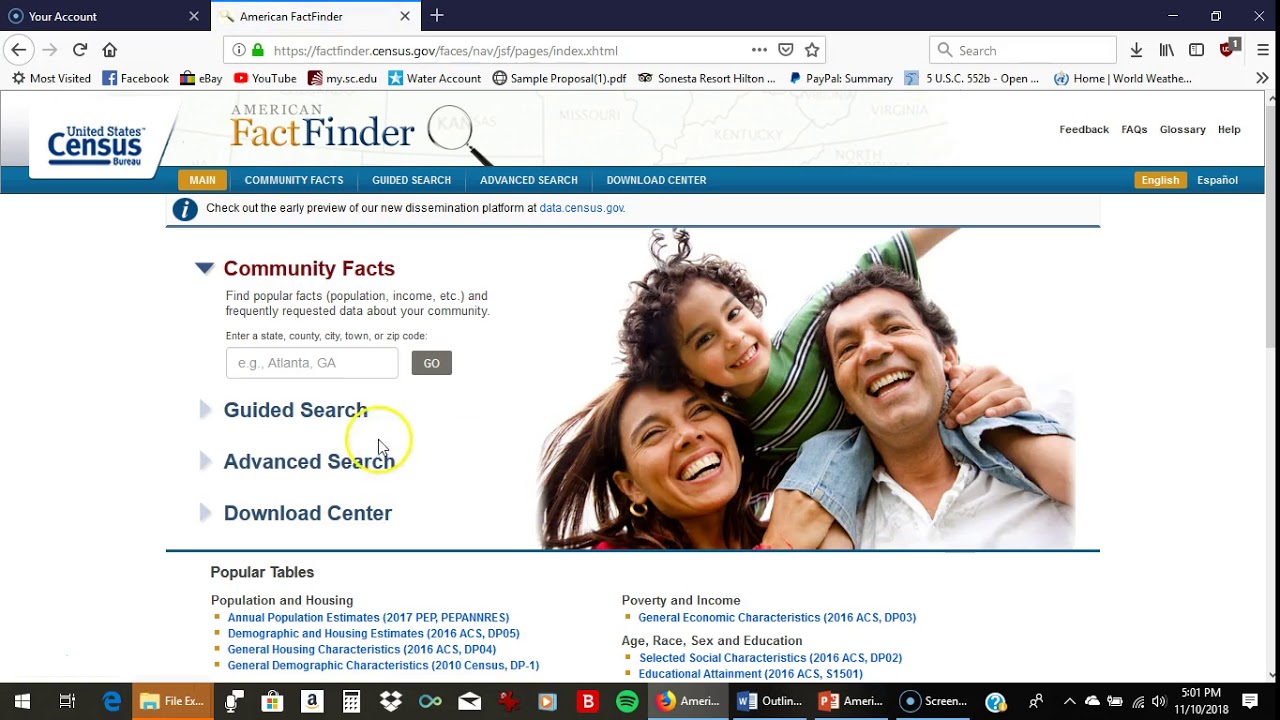 American FactFinder Tutorial by Ashley Dover SLISJ740