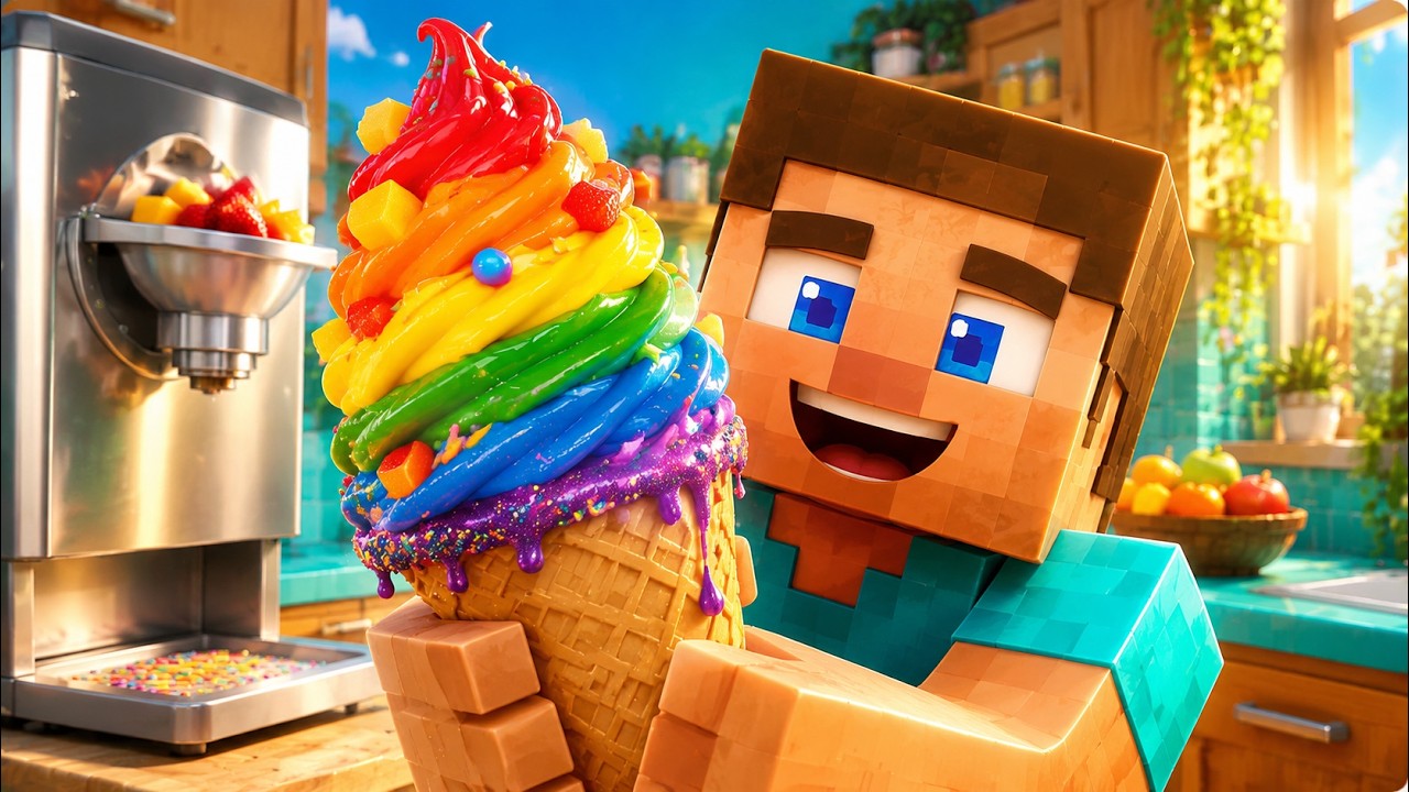 The Most Relaxing Minecraft Physics Simulation   Making Rainbow ice cream ASMR #asmr #ai #minecraft