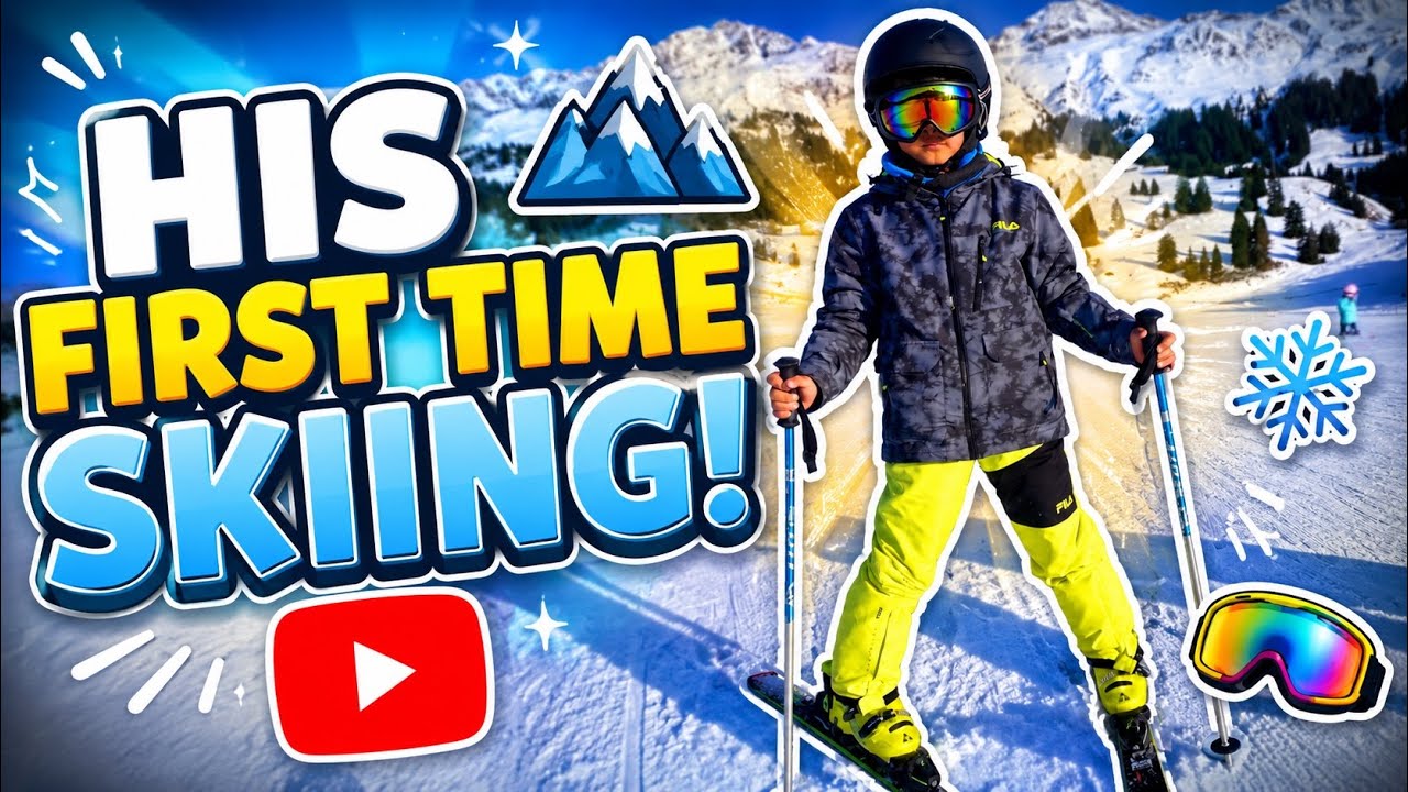 His first time skiing ⛷️ 