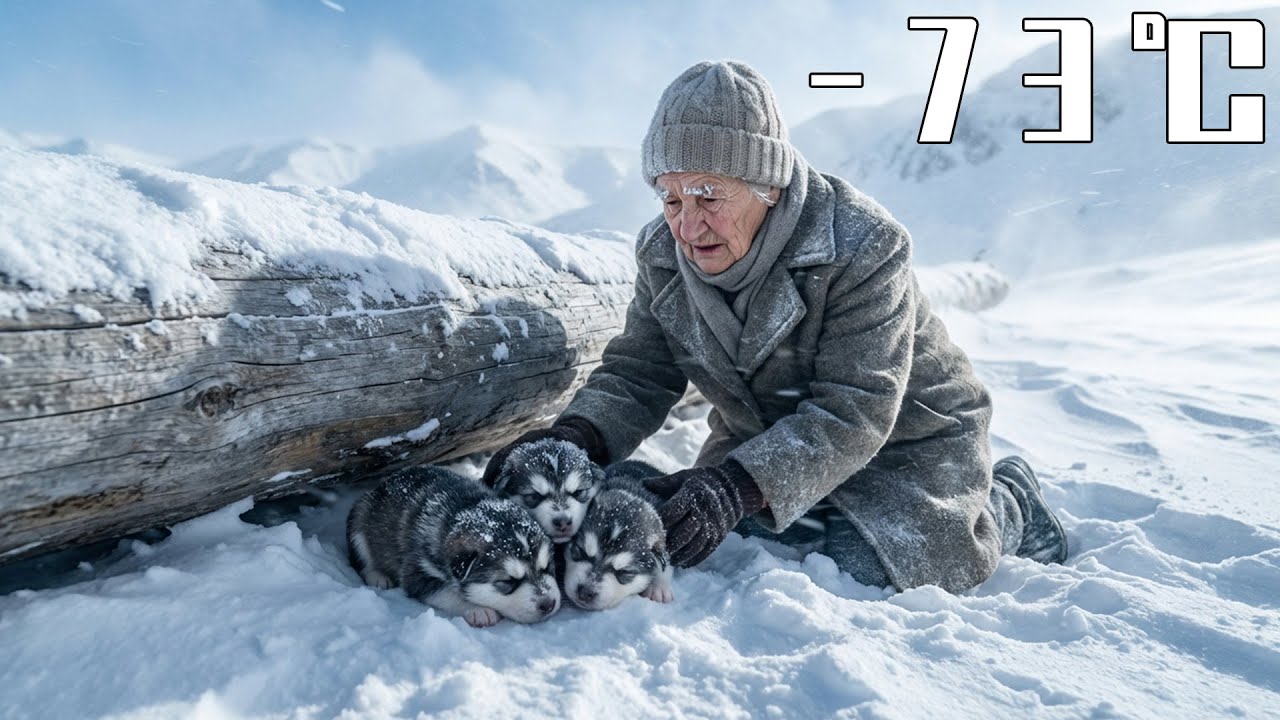 –73°C Blizzard: 87-Year-Old Woman Rescues 3 Newborn Puppies Under a Fallen Tree & Raises Them