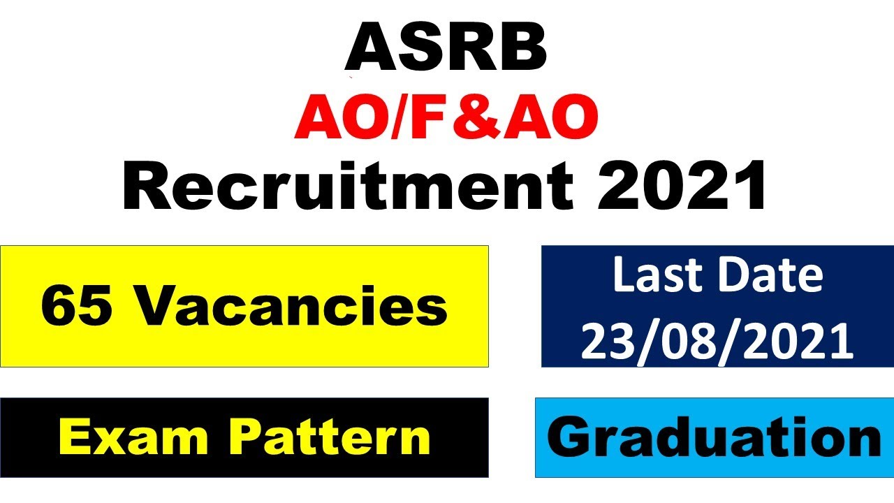 ASRB Recruitment 2021: AO/F&AO Recruitment Notification | Exam Pattern | Syllabus |