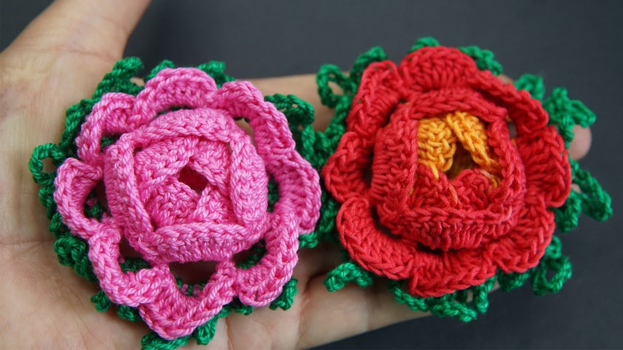 玫瑰花针织制作，花奔花朵