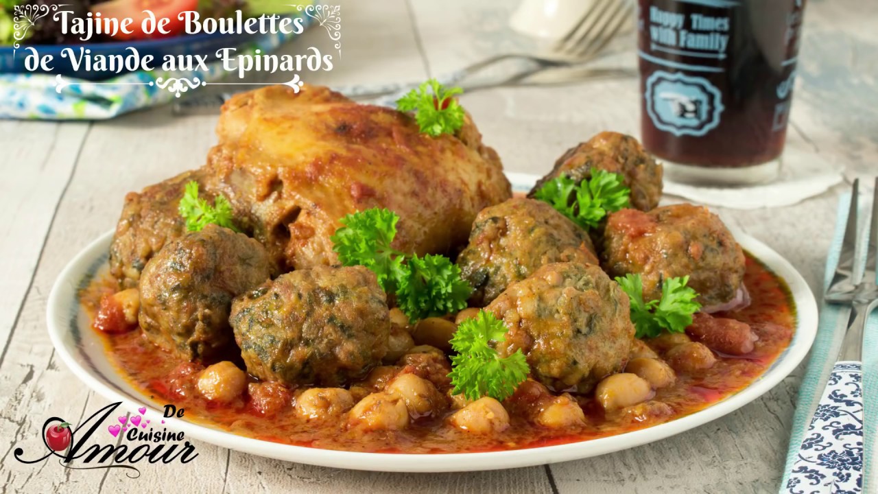 tajine de boulettes de viande aux epinards par Soulef Amour de Cuisine