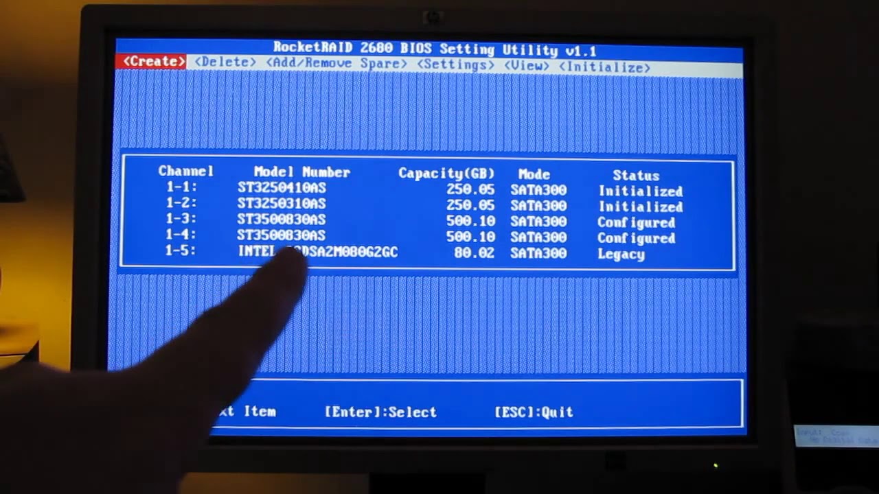 Create a RAID array with the RAID cards BIOS