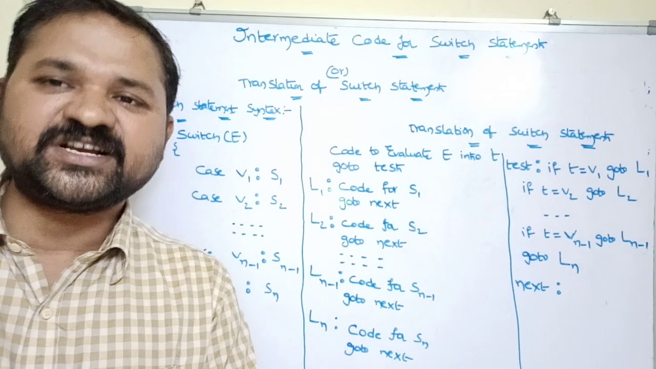 intermediate code for switch statement||translation of switch statement