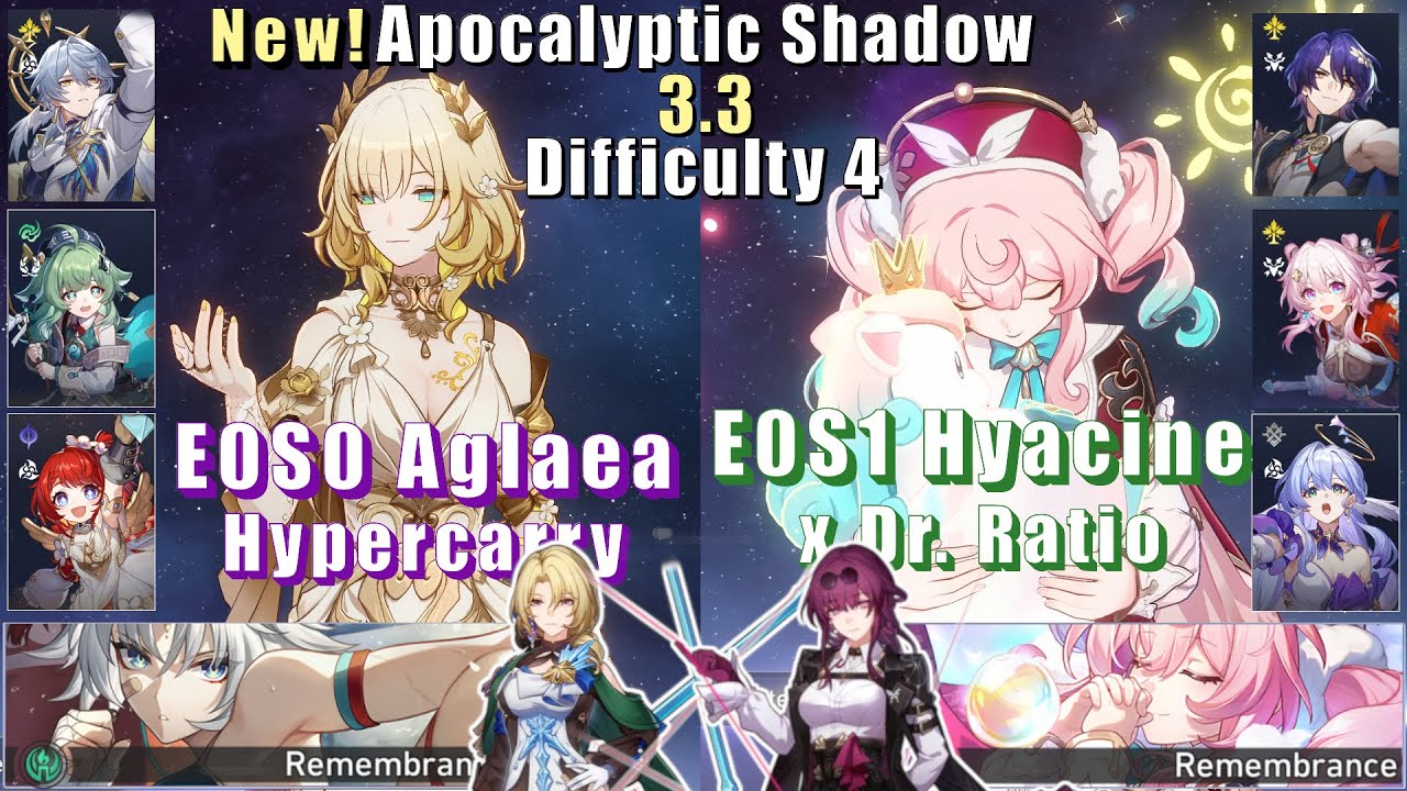 E0S0 Aglaea Hypercarry & E0S1 Hyacine Dr. Ratio | New Apocalyptic Shadow 4 3.3 | 3 Stars | HSR