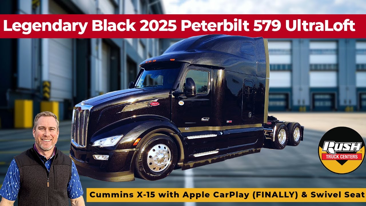 Legendary Black 2025 Peterbilt 579 UltraLoft Cummins X-15 with Apple CarPlay (FINALLY) & Swivel Seat