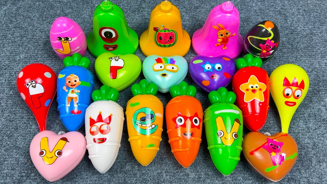 Rainbow Egg Slime🌈 Finding Numberblocks, Alphablocks in Heart, Carrot Coloring! Satisfying Clay ASMR