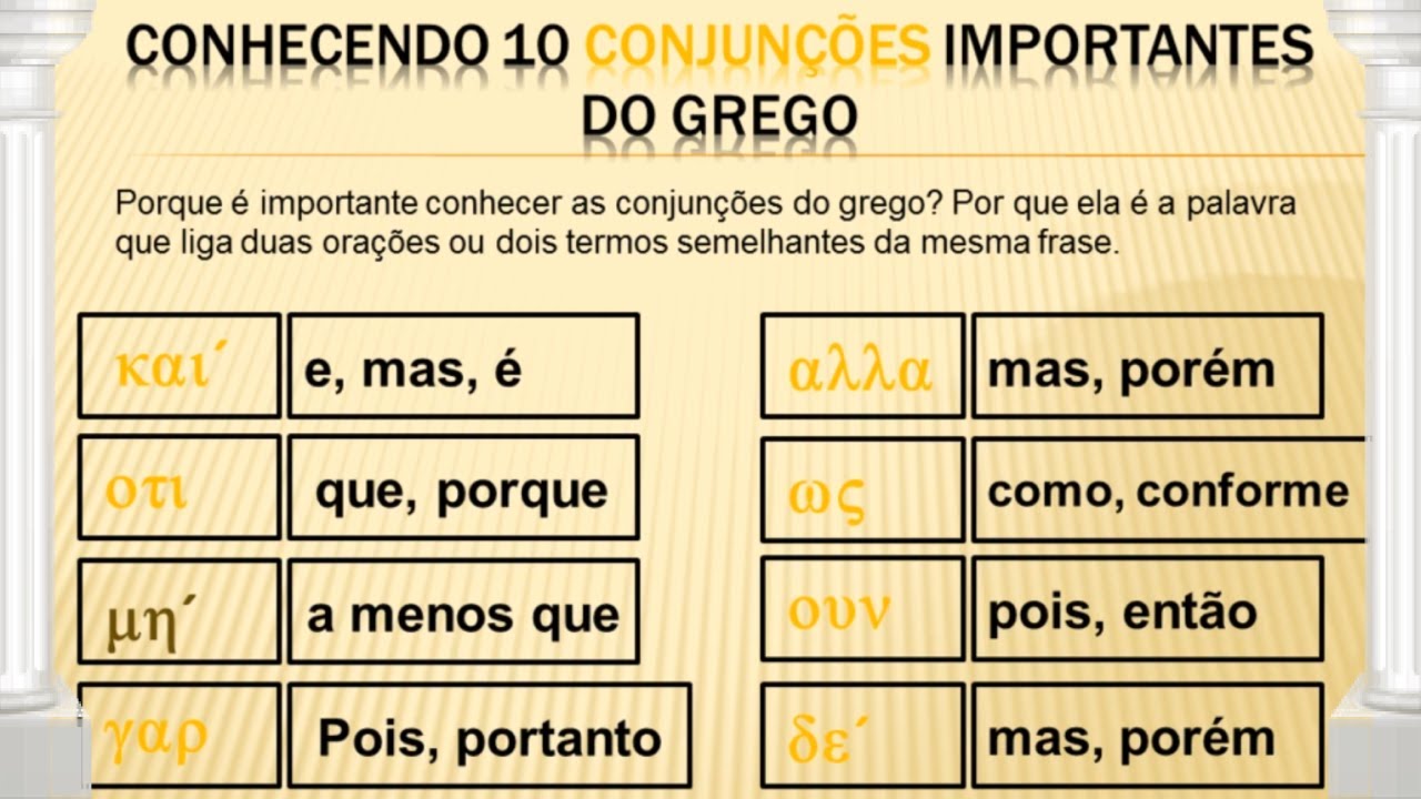 Aula 9 - Introdução ao Grego Koiné (10 Conjunções Importantes do Grego)