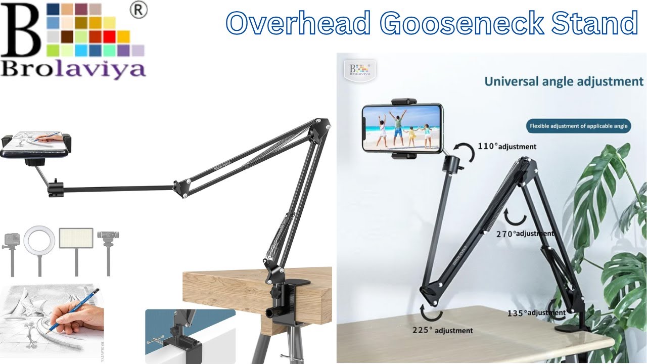BROLAVIYA Overhead Video Mobile Stand, New Extra Long Arm
