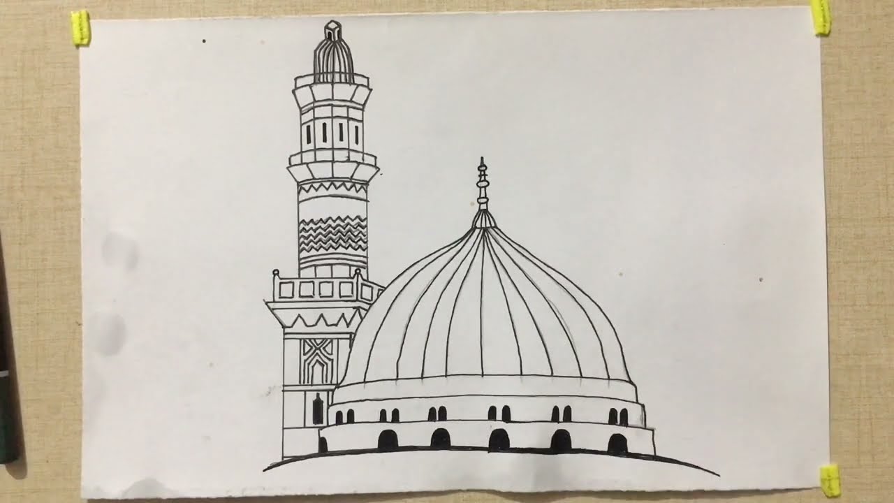 Drawing Beautiful Roza Of Prophet Hazrat Muhammad (S.A.W) | Easy drawing tutorial | drawing & Art